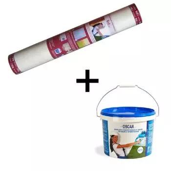 Комплект Стеклохолст Wellton-эконом W40 + Клей для стеклообоев готовый Oscar, 10кг