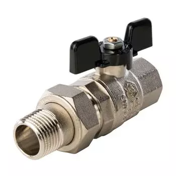 Кран шаровый со сгоном НР-ВР 1/2" бабочка STOUT