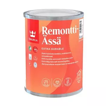 Краска акрилатная Tikkurila Remontti Assa полуматовая база A 0,9 л