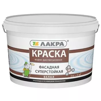 Краска фасадная Лакра белая, 3кг