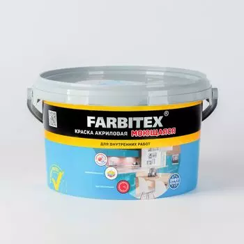 Краска акриловая моющаяся Farbitex белая 3 кг
