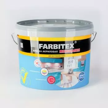 Краска акриловая моющаяся Farbitex белая 6 кг