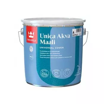 Краска для окон и дверей Tikkurila Unica Akva Maali полуглянцевая база А 2,7 л