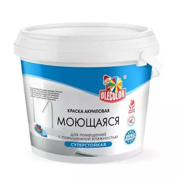 Краска акриловая моющаяся Olecolor база А 14 кг