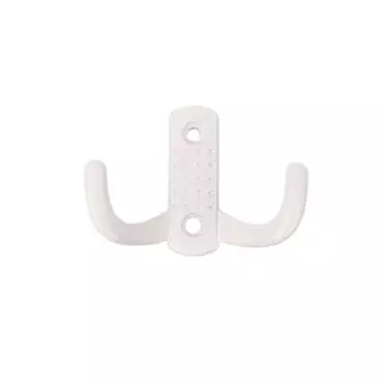 Крючок вешалка №10 полимер-белый, 2-рожковый