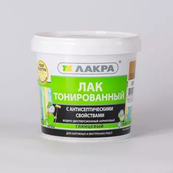 Лак в/д Лакра, тонированный, Дуб (0,9 кг)