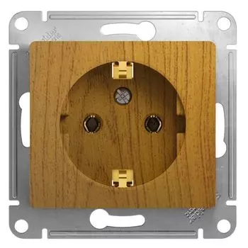 Механизм розетки 1-м СП Glossa 16А с заземл. дер. дуб SchE GSL000543
