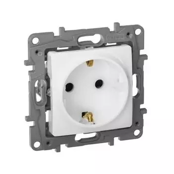 Механизм розетки 1-местной с заземлением белый Legrand Etika