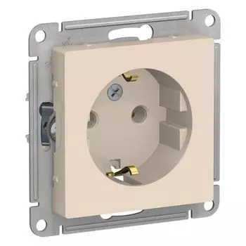 Механизм розетки 1-местной с заземлением бежевый Schneider Atlas Design