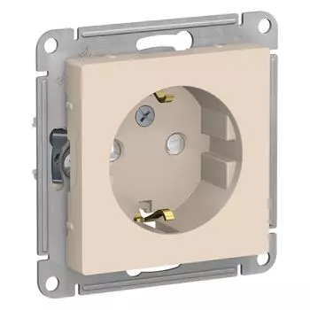 Механизм розетки 1-местной с заземлением с защитными шторками бежевый Schneider Atlas Design