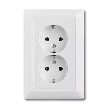 Механизм розетки 2-м Basic защ. шторки альпийский бел.