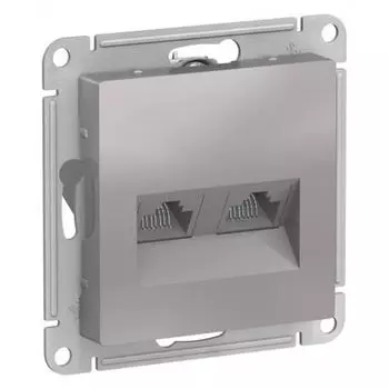 Механизм розетки компьютерной 2-м AtlasDesign RJ45 + RJ45 кат.5e алюм. SchE ATN000385
