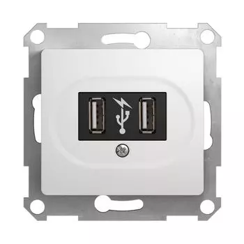 Механизм розетки USB 1-м СП Glossa бел.