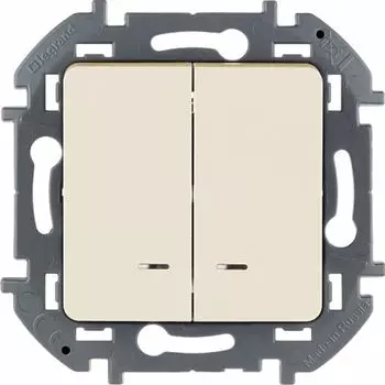 Механизм выключателя Legrand Inspiria 2-клавишный с подсветкой слоновая кость