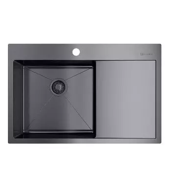Мойка кухонная Omoikiri Akisame 78-GM-L (4973099) вороненая сталь