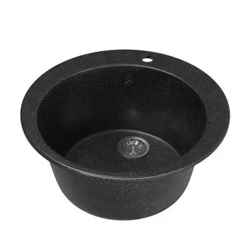 Мойкa ML-GM13 круглая черная (308) 495мм (глуб. чаши 190)