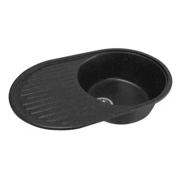 Мойка ML-GM16 овальная с крылом черная (308) 455x720x180мм