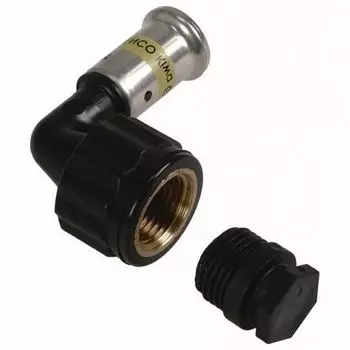 МП-Пресс Угольник ВР с крепл. 16х1/2, в комплекте с заглушкой (L56 мм) PVDF HENCO