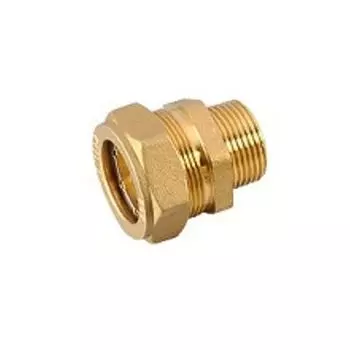 Муфта обжимная латунная для нержавеющей трубы 15х1/2" НР, Lavita