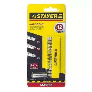 Набор бит с магнитным адаптером, 12 предм., STAYER