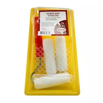 Набор для покраски откосов Decor (валик поролоновый 100 мм, 2 запасных шубки, ванночка)