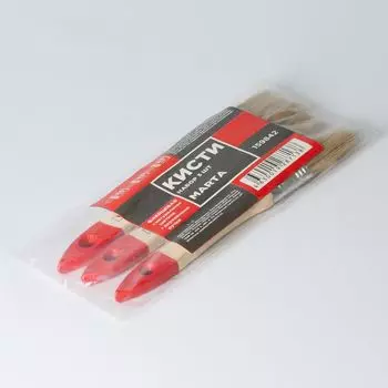 Набор из 3 флейцевых кистей, натур. щетина, дерев. ручка, Мастер Marta