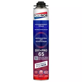 Пена монтажная POLYNOR 65 DIY+PRO профессиональная, всесезонная, 850 мл