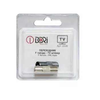Переходник F гнездо-TV штекер (металл) 1 шт. в блистере