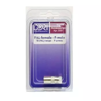 Переходник F штекер-TV гнездо (металл) 1 шт. в блистере