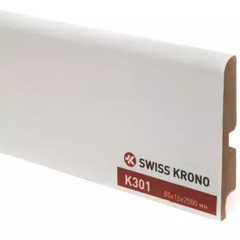 Плинтус Kronopol P85 K301, White, 2500х85х16мм