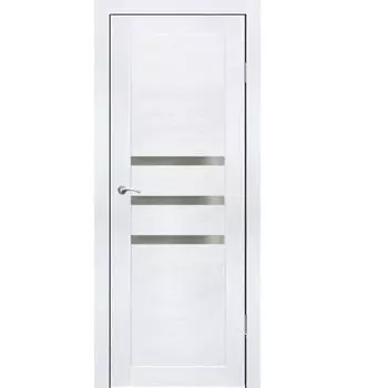 Полотно дверное остекленное Грация (черное стекло) СИНЕРЖИ ясень белый ПВХ, ПДО 700х2000мм