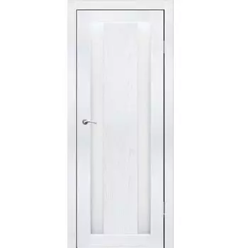 Полотно дверное остекленное Маэстро (белое стекло) СИНЕРЖИ ясень белый ПВХ, ПДО 800х2000мм
