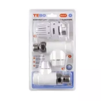 ПП Набор для подключения радиатора 25х3/4" прямой (вентиль регулировочный,зап. клапан) TEBO