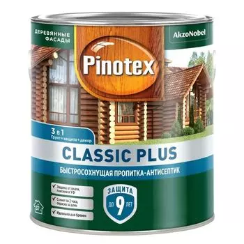 Пропитка-антисептик 3в1 Pinotex Classic Plus быстросохнущая, ель натуральная 2,5 л