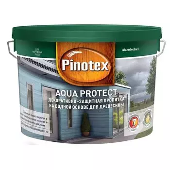 Пропитка декоративная на водной основе Pinotex Aqua Protect под колеровку 9 л