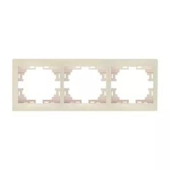Рамка 3-местная бежевая горизонтальная МИРА LEZARD