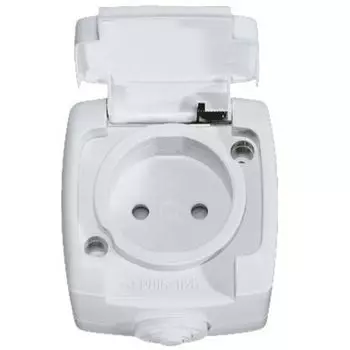 Розетка 1-м ОП Рондо 16А IP44 защ. шторки без заземл. бел. SchE RA10-125B-BI