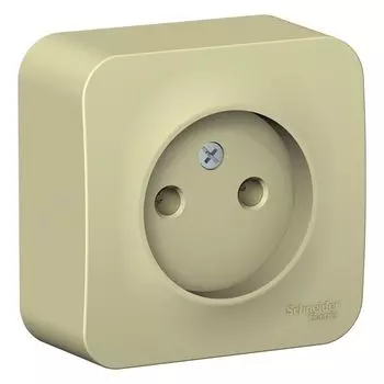 Розетка 1-местная накладная без заземления бежевая Schneider Blanca