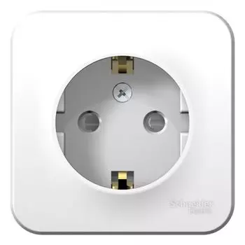 Розетка 1-местная накладная с защитными шторками с заземлением белая Schneider Blanca