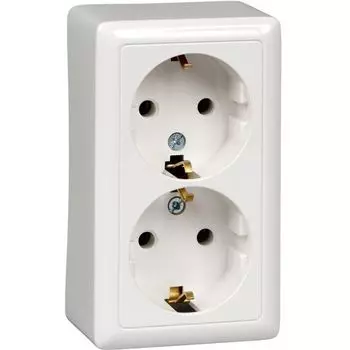 Розетка 2-м ОП Хит 16А 250В с заземл. без защ. шторок бел. SchE RA16-238-B