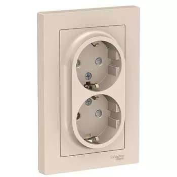 Розетка 2-м СП 16А с заземлением защ. шторки в сборе SchE ATN000226 Atlas Design