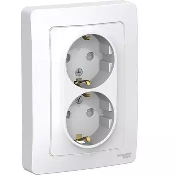 Розетка 2-м СП Blanca 16А 250В защ. шторки с заземл. бел. SchE BLNRS001121