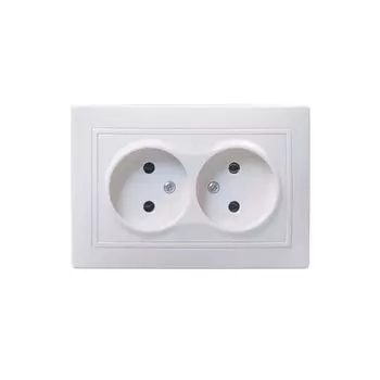 Розетка 2-местная б/з б/ш 10А Кварта (белый)