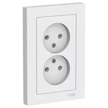 Розетка 2-местная без заземления белая Schneider Atlas Design