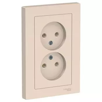 Розетка 2-местная без заземления бежевая Schneider Atlas Design