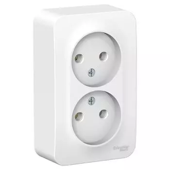 Розетка 2-местная накладная без заземления белая Schneider Blanca