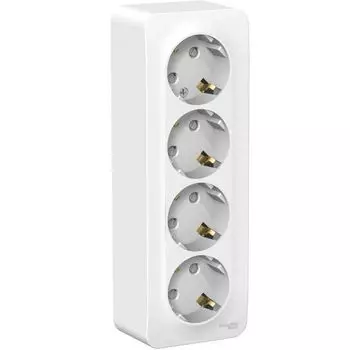 Розетка 4-местная накладная с защитными шторками с заземлением белая Schneider Blanca