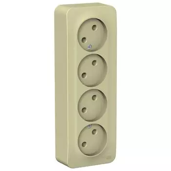 Розетка 4-местная накладная без заземления бежевая Schneider Blanca
