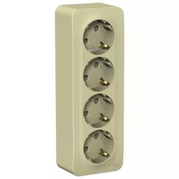 Розетка 4-местная накладная с защитными шторками с заземлением бежевая Schneider Blanca