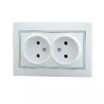 Розетка двухместная белая без заземления 16А Мира Lezard